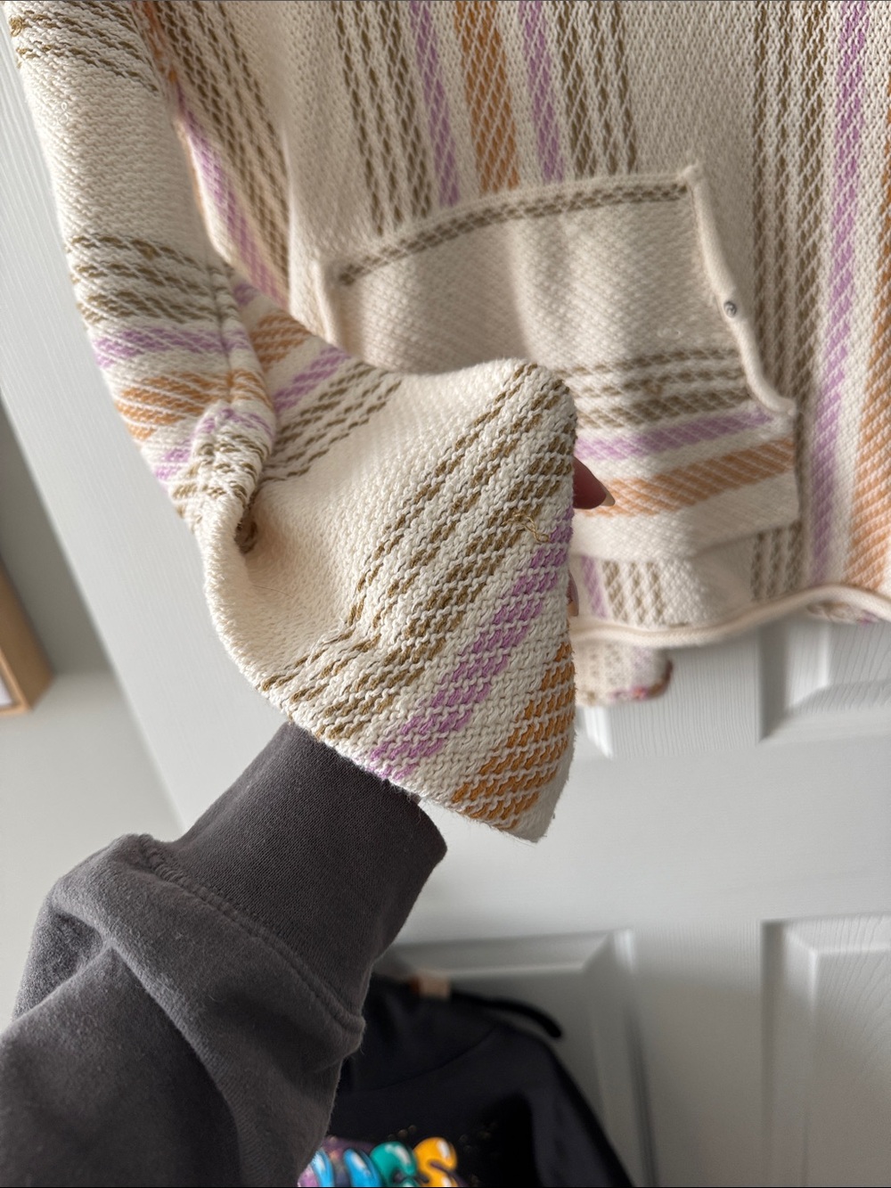 Ripcurl knit Hooded Baja Pullover - Cream with Pastel Stripes - Picture 5 of 6